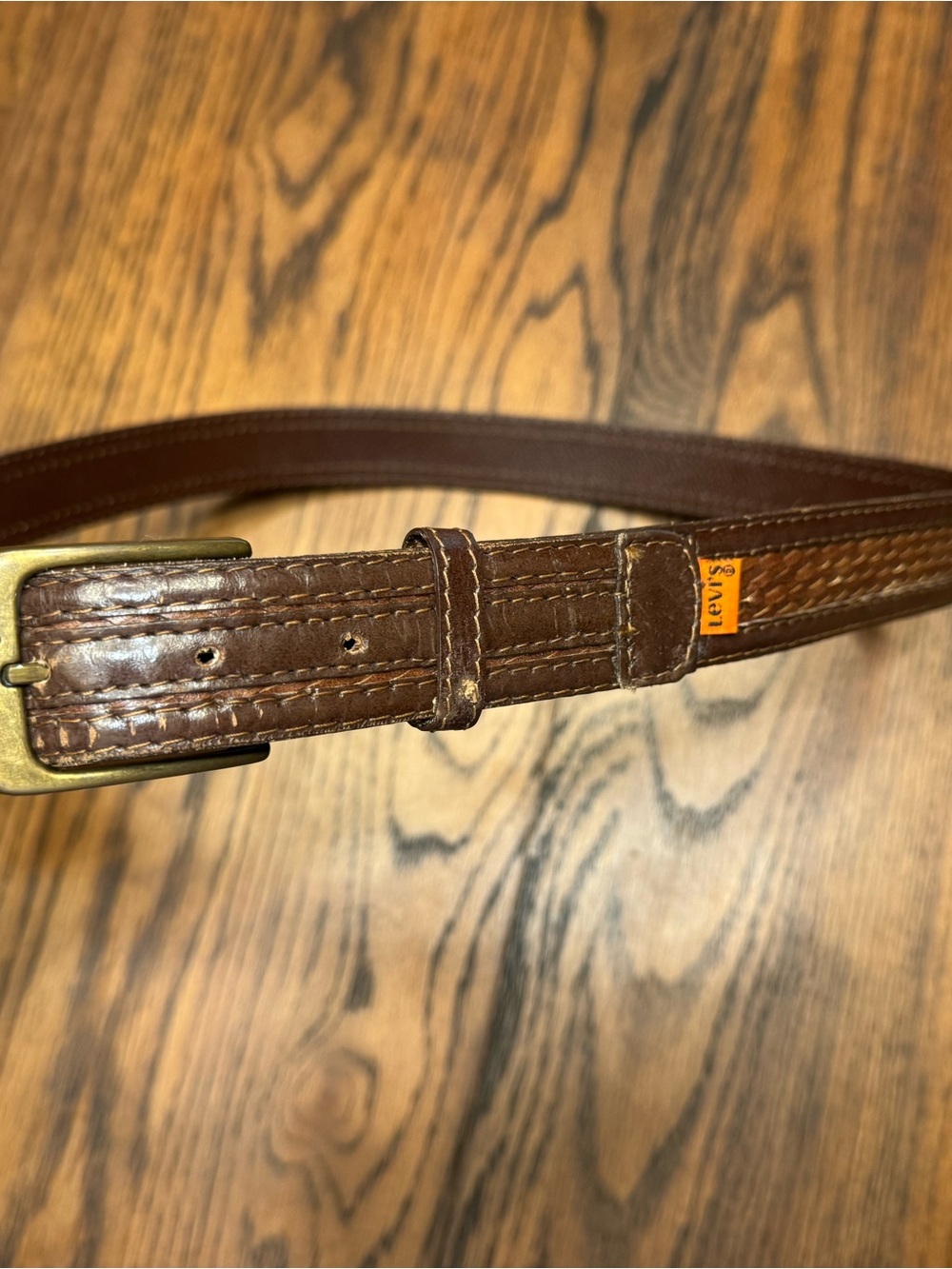 Vintage Orange Tag Levi’s Belt Brown Leather With Braid Size 38